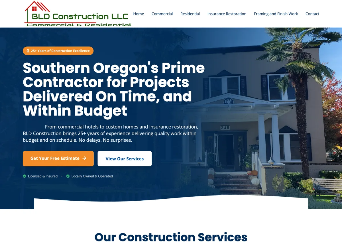 BLD Construction website