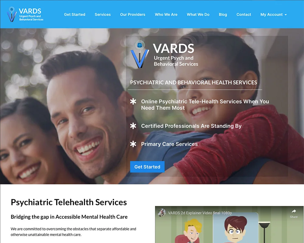 VARDS Urgent Psych website design
