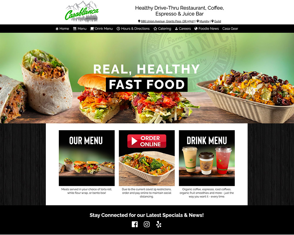 Casablanca Coffee & Grill website