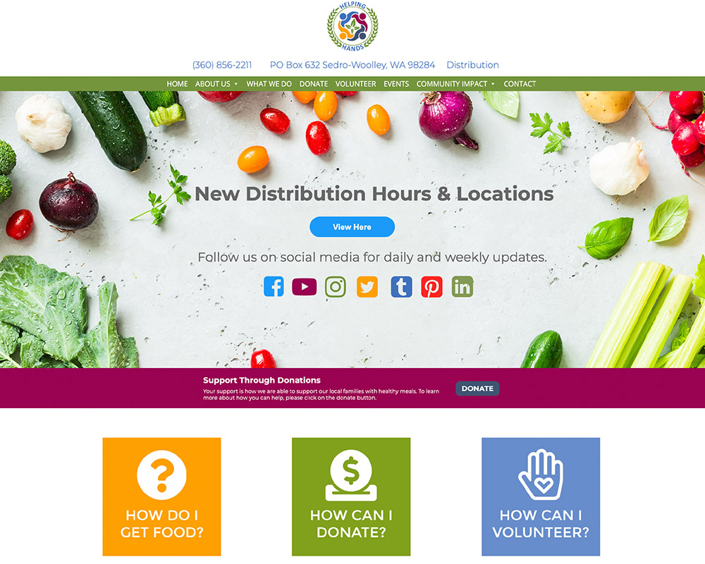 Helping Hands Food Bank website