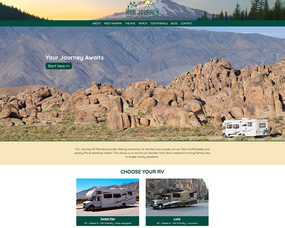 Our Journey RV Rentals website
