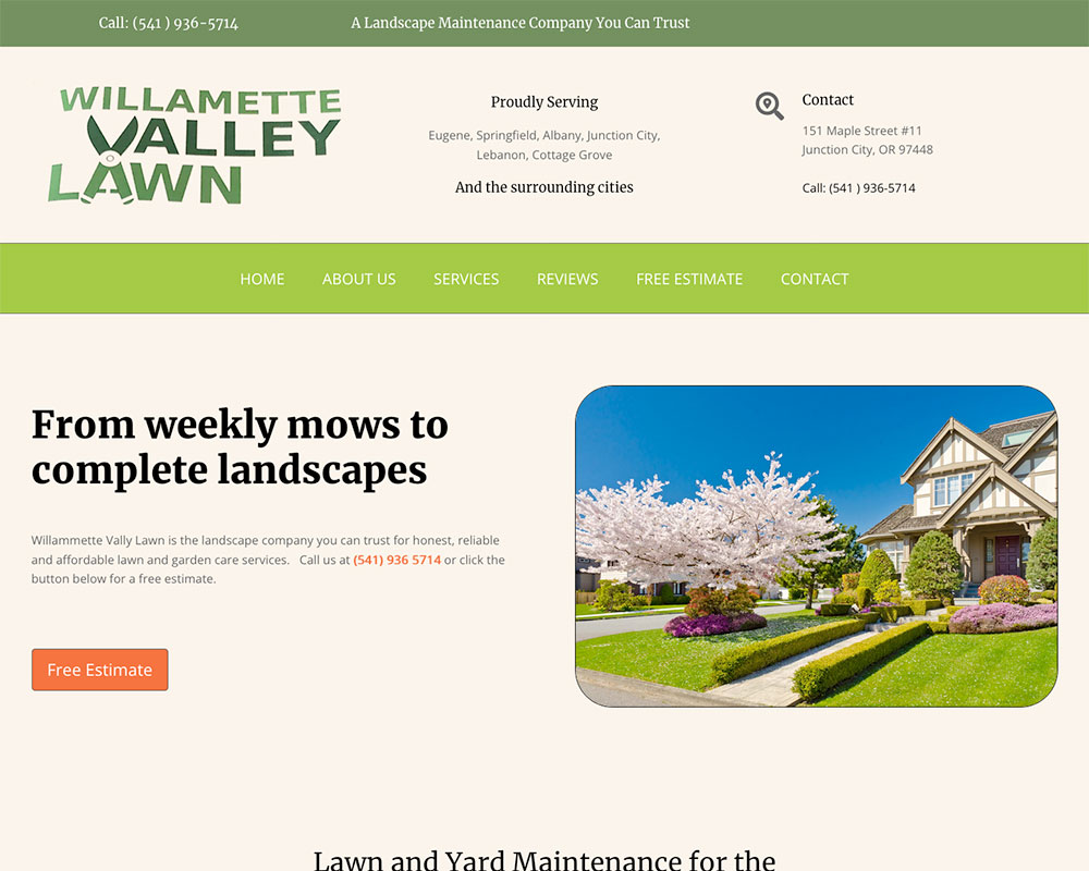 Willammette Vally Lawn website