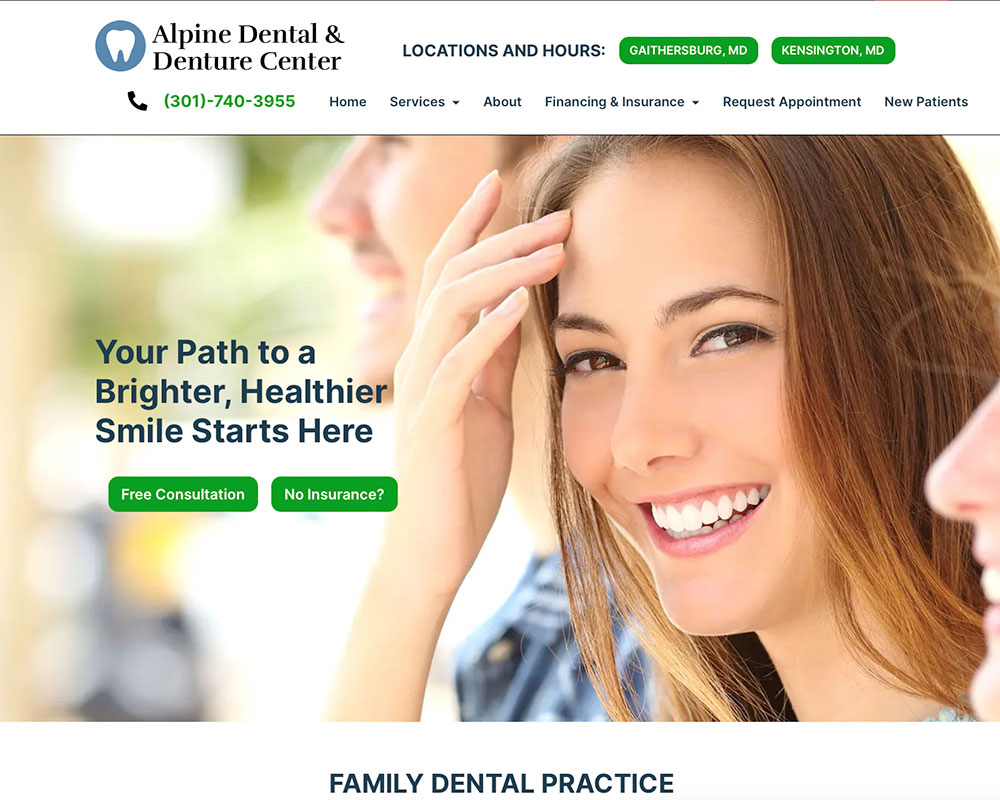 The Alpine Dental website
