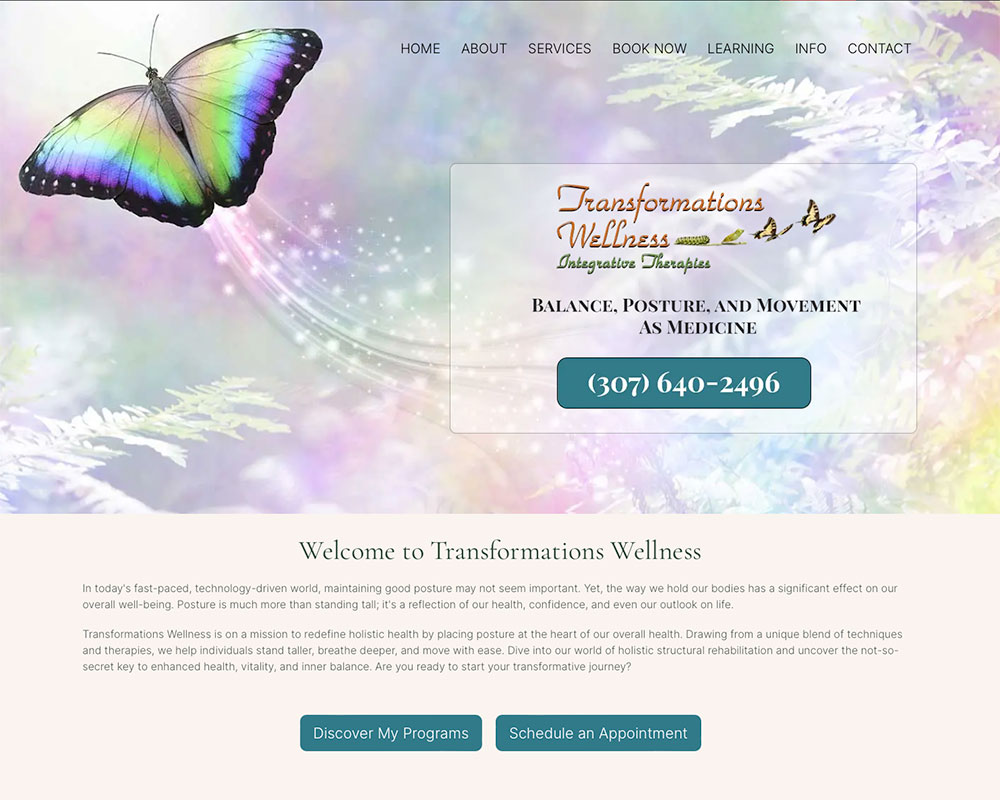 Transformations Wellness website